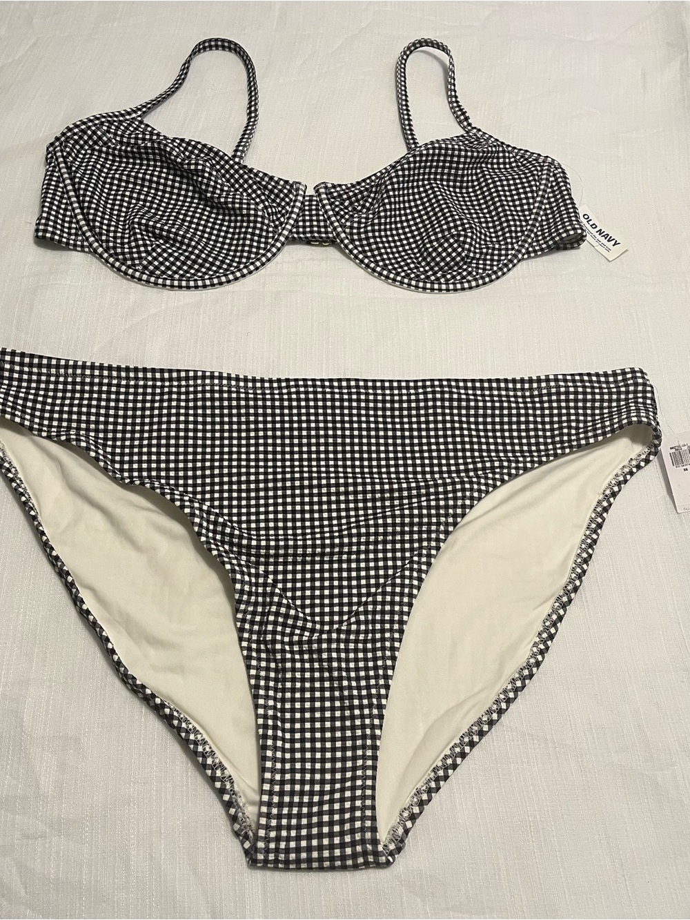 Old Navy Black & White Gingham Bikini size top 2X bottom 3X